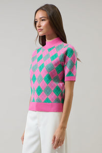 Maren Argyle Mock Neck Sweater