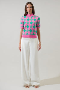 Maren Argyle Mock Neck Sweater