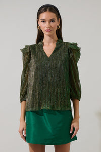 Senoviah Shiny Ruffle Blouse