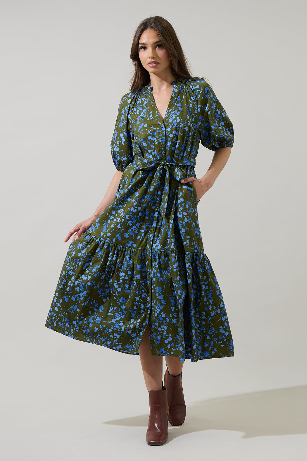 tiered midi dress casual Kippa Tiered Midi Dress