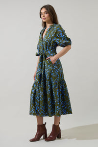 Solvay Floral Wynette Tiered Midi Dress
