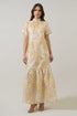 Mimy Floral Dime Organza Mockneck Maxi Dress