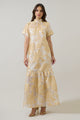 Mimy Floral Dime Organza Mockneck Maxi Dress