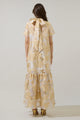 Mimy Floral Dime Organza Mockneck Maxi Dress