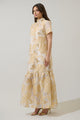 Mimy Floral Dime Organza Mockneck Maxi Dress
