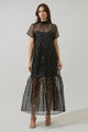 Ferris Polka Dot Dime Organza Mockneck Maxi Dress
