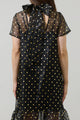 Ferris Polka Dot Dime Organza Mockneck Maxi Dress
