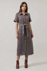 Serah Tweed Button Up Midi Dress