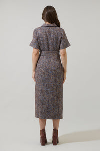 Serah Tweed Button Up Midi Dress