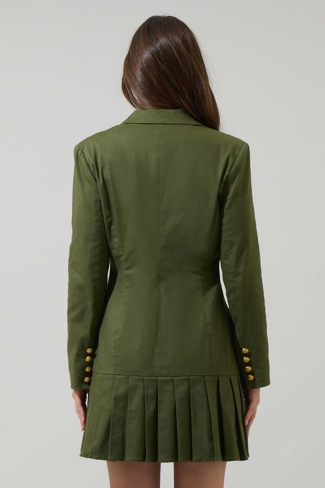 Sonya Celaya Pleated Blazer Mini Dress OLIVE / L by Sugarlips Sonya Celaya Pleated Blazer Mini Dress OLIVE / L by Sugarlips