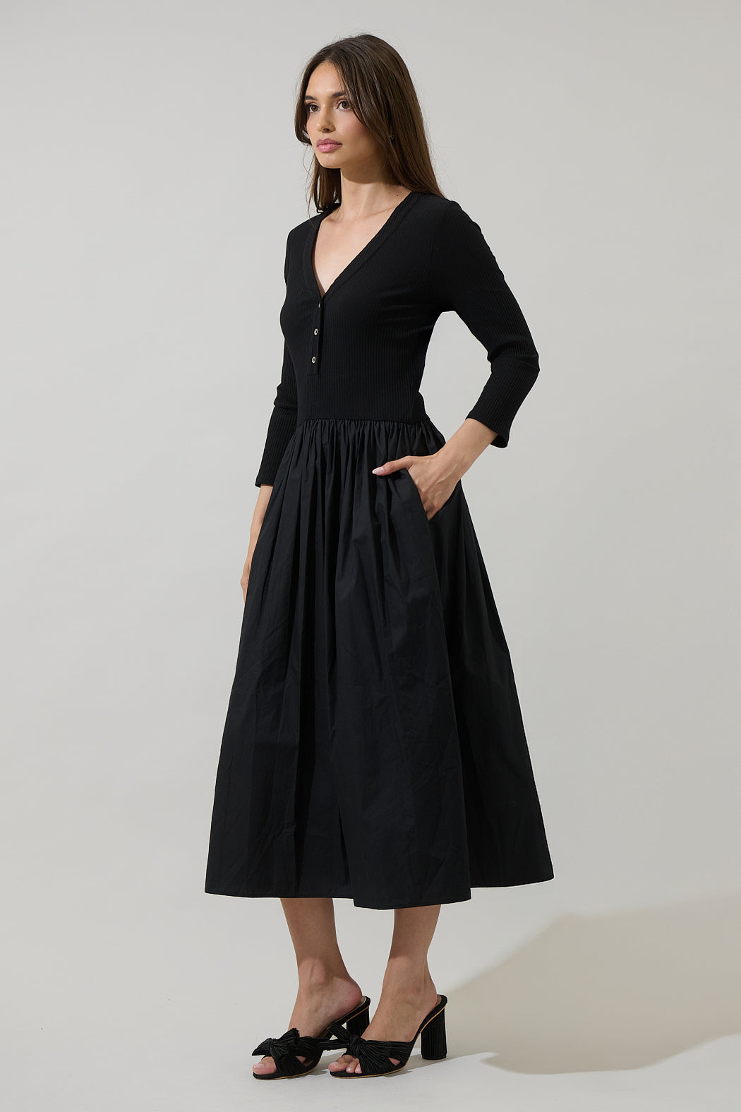 casual knit midi dress Beige Polo Neck Knit Midi Dress | Elegant Casual Sweater Dress