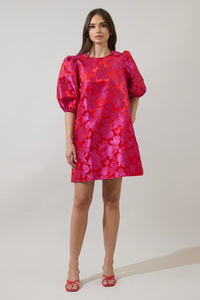 Duson Jacquard Shift Mini Dress
