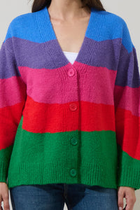 Moda Rainbow Button Down Cardigan
