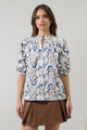 Ralston Floral Blossom Smocked Mock Neck Top