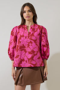 Craney Floral Cheney Split Neck Top