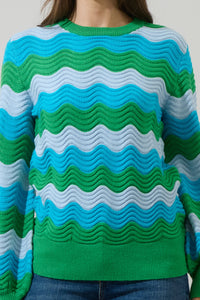 Elenor Wavy Striped Knit Sweater