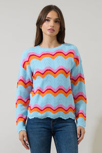 Nerissa Wavy Striped Knit Sweater