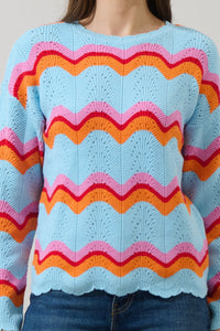 Nerissa Wavy Striped Knit Sweater