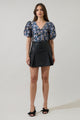 Deanny Jacquard Calise Bubble Sleeve Top