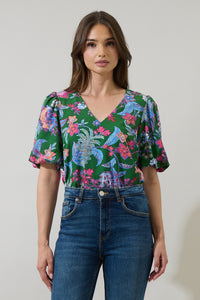 Elara Floral Daven Bubble Sleeve Top
