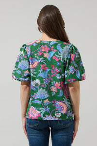 Elara Floral Daven Bubble Sleeve Top