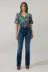 Elara Floral Daven Bubble Sleeve Top