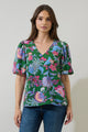 Elara Floral Daven Bubble Sleeve Top