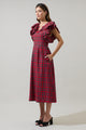 Arvada Plaid Santana Tie Back Midi Dress