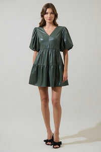 Anisa Leather May Tiered Mini Dress