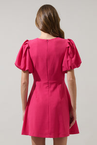 Zemira Rosette Bubble Sleeve Mini Dress