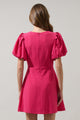 Zemira Rosette Bubble Sleeve Mini Dress