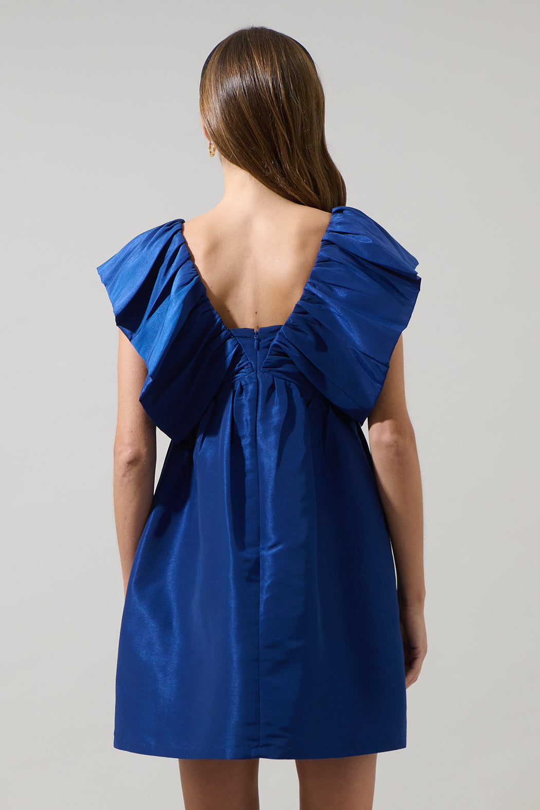 satin babydoll mini dress Blue Satin Babydoll Mini Dress for Party & Cocktail
