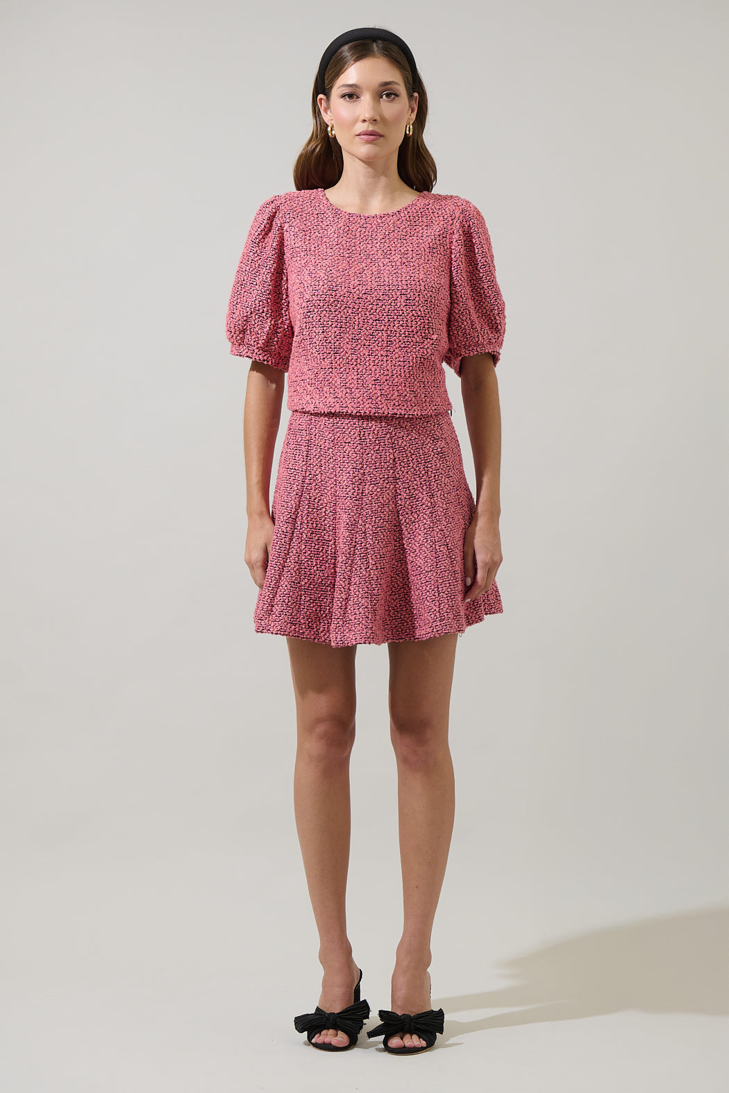 Adina Tweed Flare Mini Skirt CORAL-MUL / XL by Sugarlips Adina Tweed Flare Mini Skirt CORAL-MUL / XL by Sugarlips