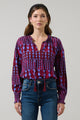 Ramsay Abstract Weylin Split Neck Tassel Blouse