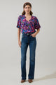 Valier Floral Bluebay Puff Sleeve Blouse