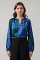 Busbee Floral Alcazar Raglan Sleeve Satin Blouse