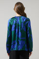 Busbee Floral Alcazar Raglan Sleeve Satin Blouse