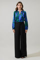 Busbee Floral Alcazar Raglan Sleeve Satin Blouse