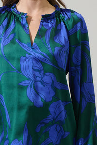 Busbee Floral Alcazar Raglan Sleeve Satin Blouse