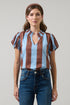Evabelle Stripe Poly Smocked Top