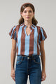 Evabelle Stripe Poly Smocked Top