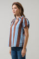 Evabelle Stripe Poly Smocked Top