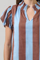 Evabelle Stripe Poly Smocked Top