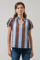 Evabelle Stripe Poly Smocked Top