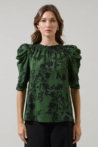 Tindrie Floral Drape Sleeve Top