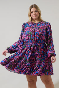 Valier Floral Balloon Sleeve Blouson Dress Curve