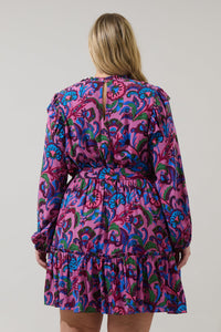Valier Floral Balloon Sleeve Blouson Dress Curve
