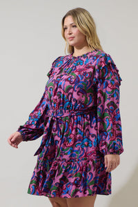 Valier Floral Balloon Sleeve Blouson Dress Curve
