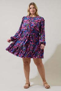 Valier Floral Balloon Sleeve Blouson Dress Curve