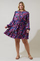 Valier Floral Balloon Sleeve Blouson Dress Curve